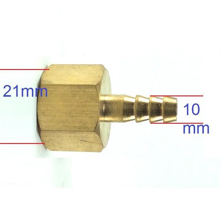 Nối co đuôi chuột ren trong 21mm, đầu ra nối ống 10-12mm