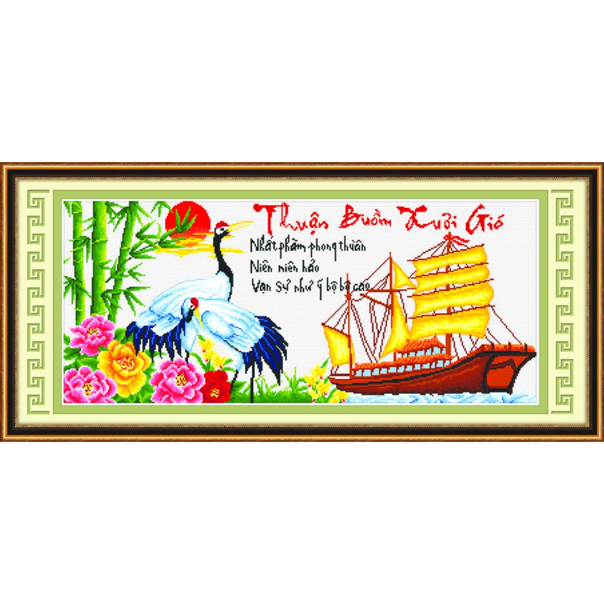 Tranh thêu chữ thập Thuận buồm xuôi gió - Hạc buồm <51418 > chưa thêu