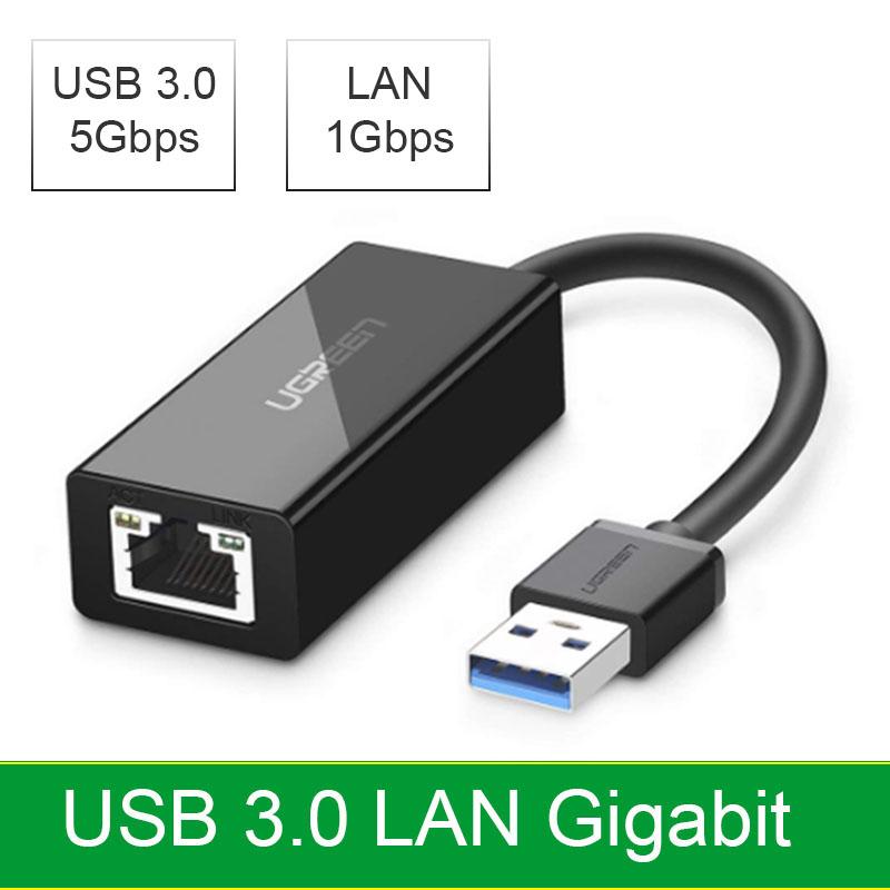 Network LAN USB 3.0 Gigabit  USB 3.0 to LAN RJ45 8PIN Gigabit UGREEN 20256 (black - 15Cm)