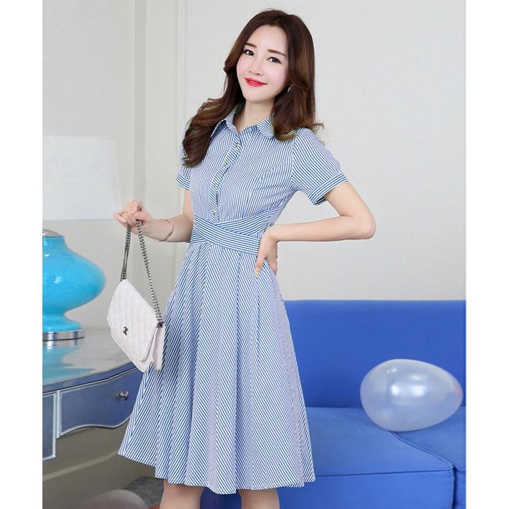Đầm nữ trung niên kẻ sọc snag trọng , lịch sự , chất liệu thoải mái mát mẻ dễ chịu Lz,01296