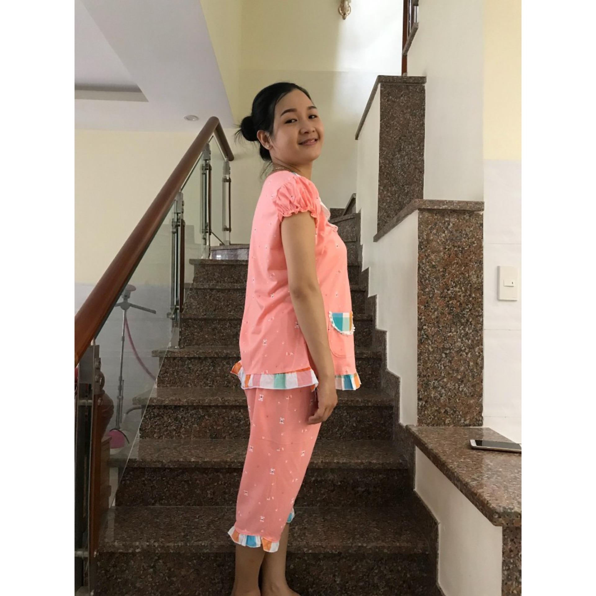 Đồ bộ bầu lửng phối sọc caro (cam)