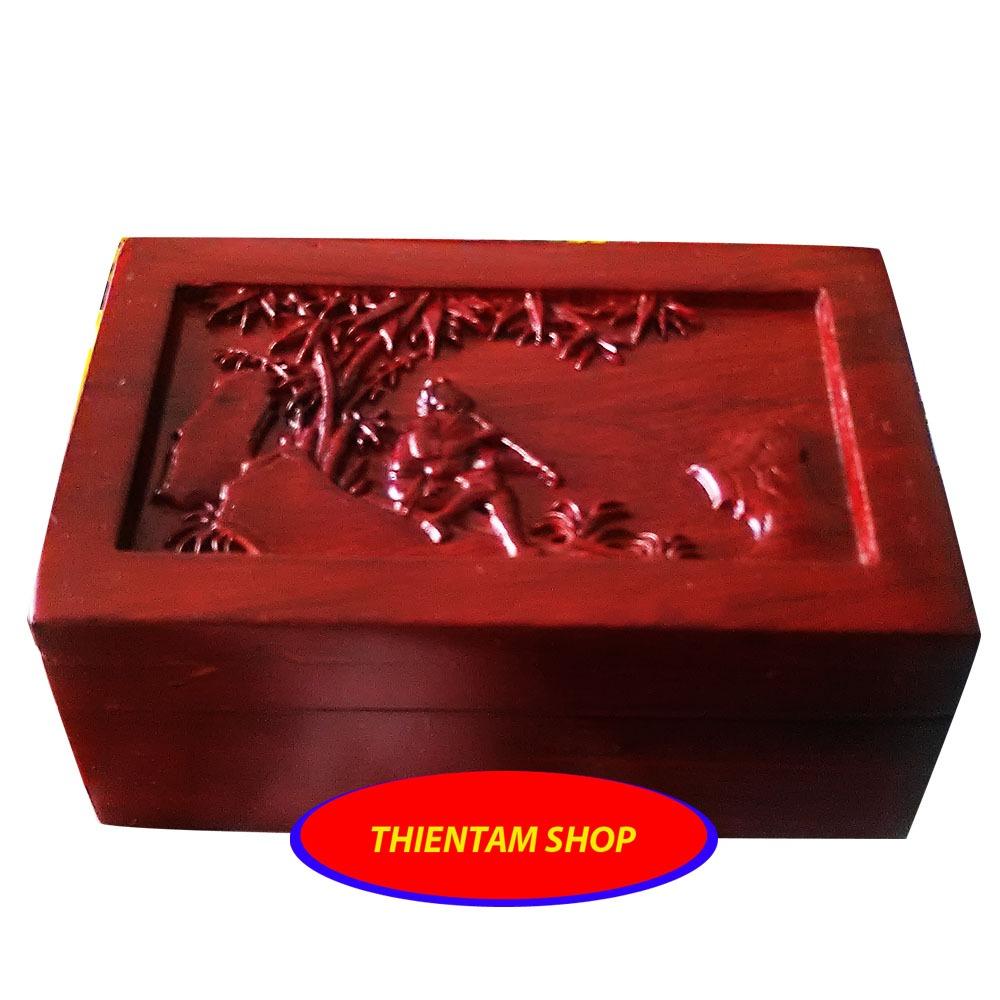 [HCM]Hộp đựng thuốc lào gỗ Hương trạm tích xe điều