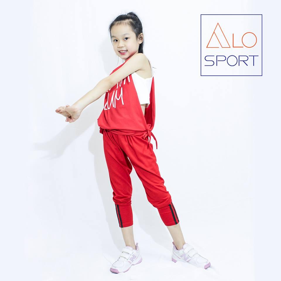 Quần legging bé gái lửng phối ống đỏ