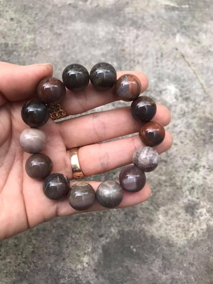 VÒNG TAY GỖ HÓA THẠCH 14LY - HÀNG THIÊN NHIÊN