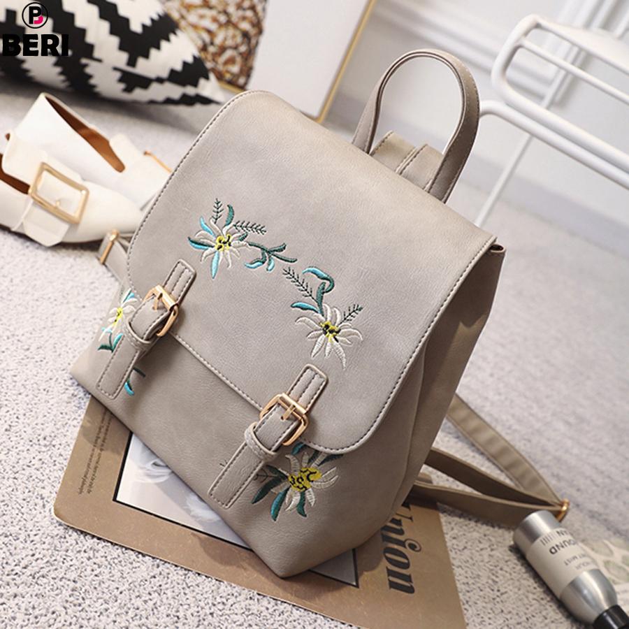 Ba lô nữ da thêu hoa cao cấp BERI 048-051
