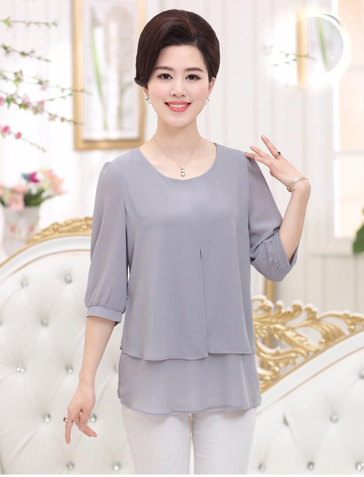 áo voan trung niên cao cấp hai lớp TOP60X