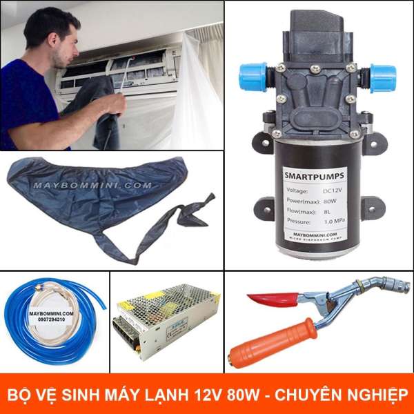 Bộ vệ sinh máy lạnh chuyên nghiệp gia đình 12V 80W tiện dụng