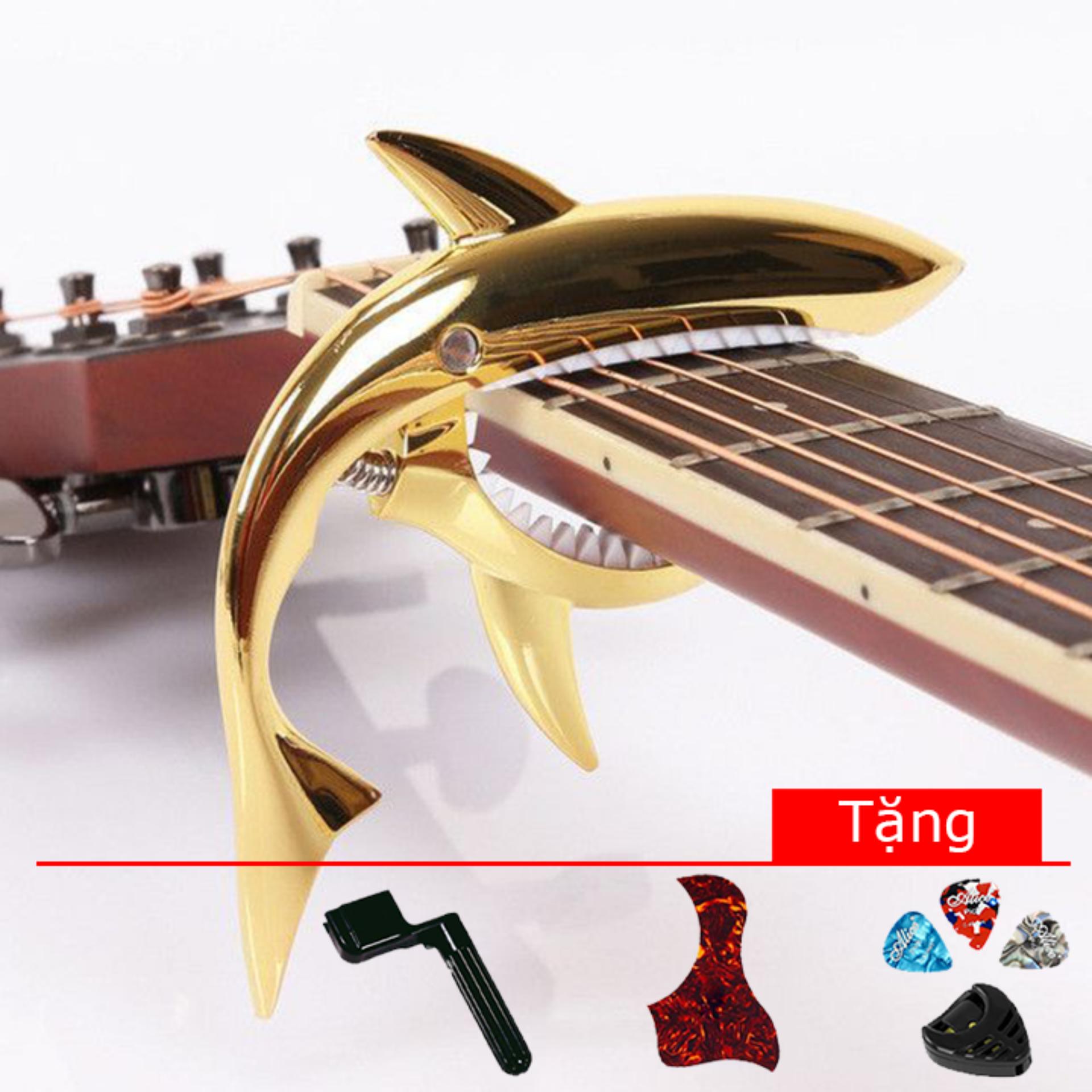 Capo cá mập cho đàn Classic và Acoustic (tặng pick, hộp pick, dán chống xước, tay quay lên dây đàn)