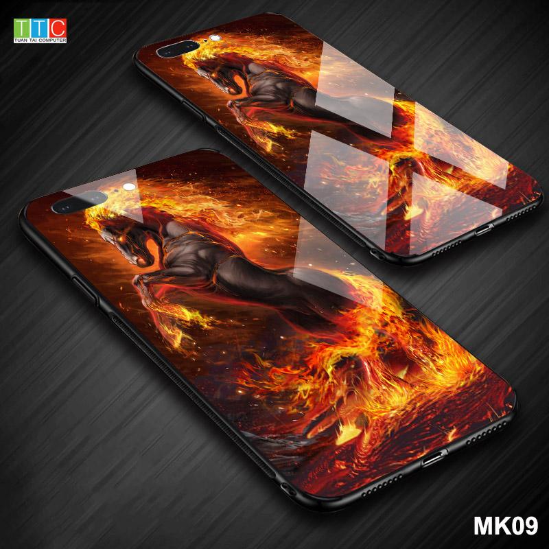 Ốp lưng Iphone 7 Plus / 8 Plus in 3D hình ngựa mặt lưng kính sáng bóng