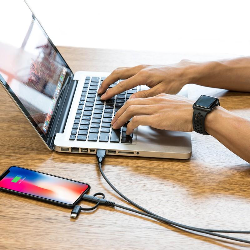 Cáp đa năng TRONSMART LAC10 3 trong 1 (Lightning + Micro B + Type C to USB-A) dài 1.2m