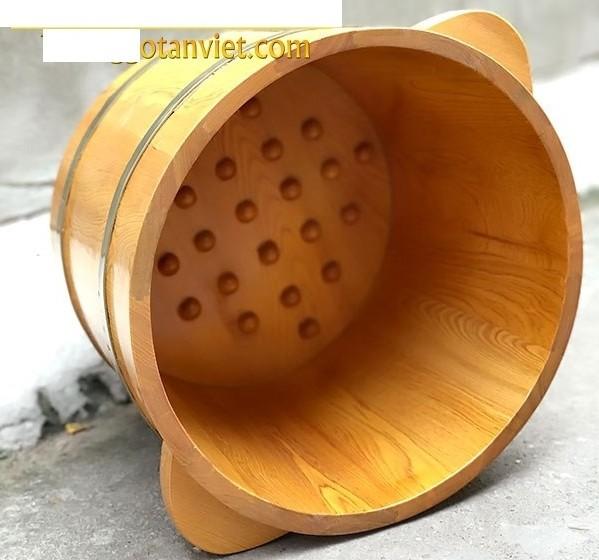Chậu ngâm chân bằng gỗ có hạt massager