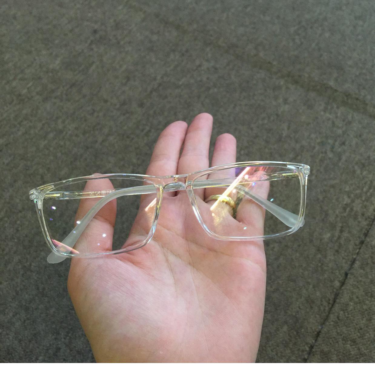 Kính Trong suốt gọng dẻo - mắt vuông vừa sz M (Trắng Trong)
