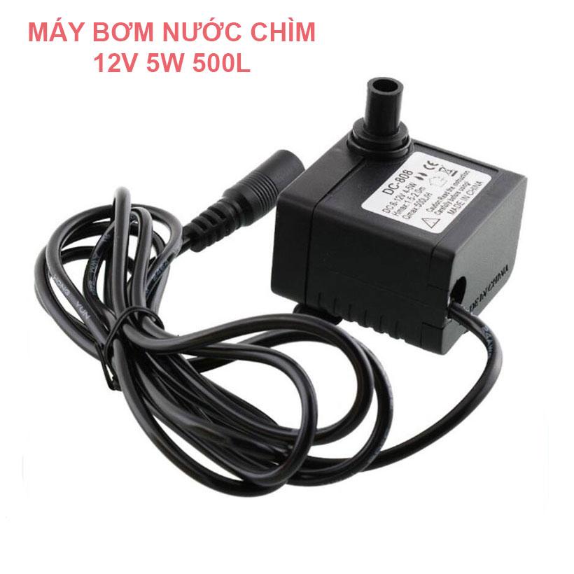 Máy bơm chìm hồ cá hòn non bộ 12V 5W 500L DC-808