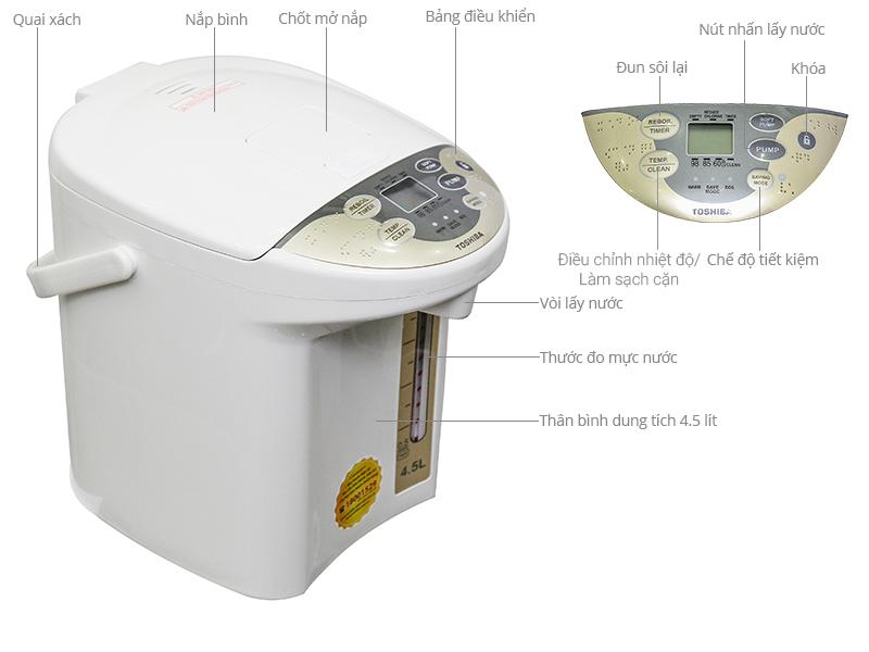 [GIAO TẠI HCM] - BÌNH THỦY ĐIỆN TOSHIBA PLK-45SF(WT)VN