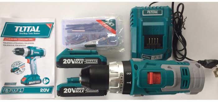 Máy khoan vặn vít dùng pin 47 chi tiết Total TDLI2003 (20V)