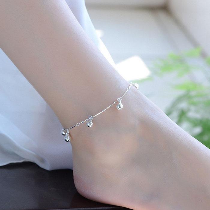 [HCM]Lắc tay nữ kiêm lắc chân quả chuông xinh xắn bạc s925 cao cấp kèm video