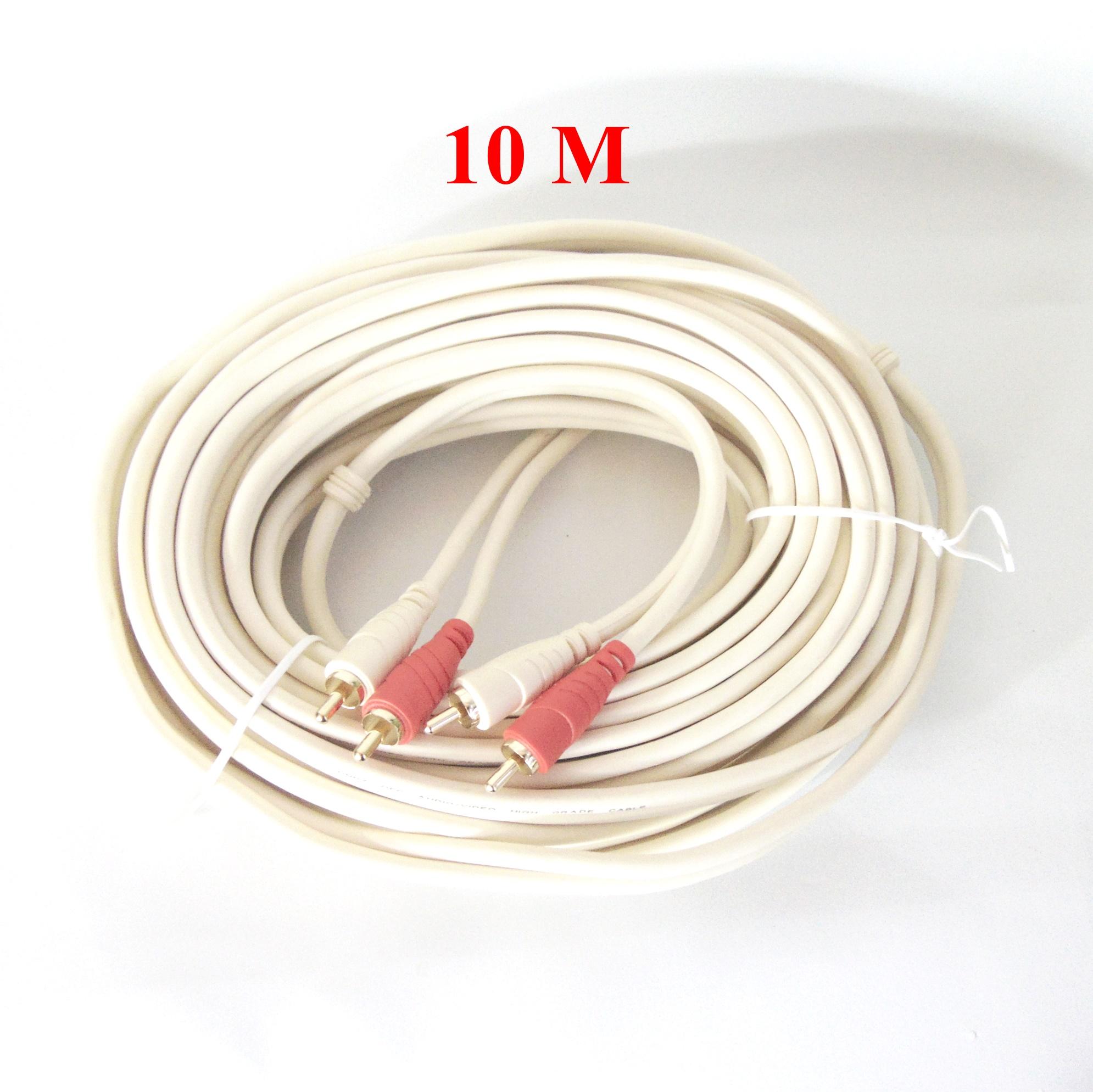 Cáp loa 4 đầu hoa sen RCA dài 10M Q2R (Loại tốt)