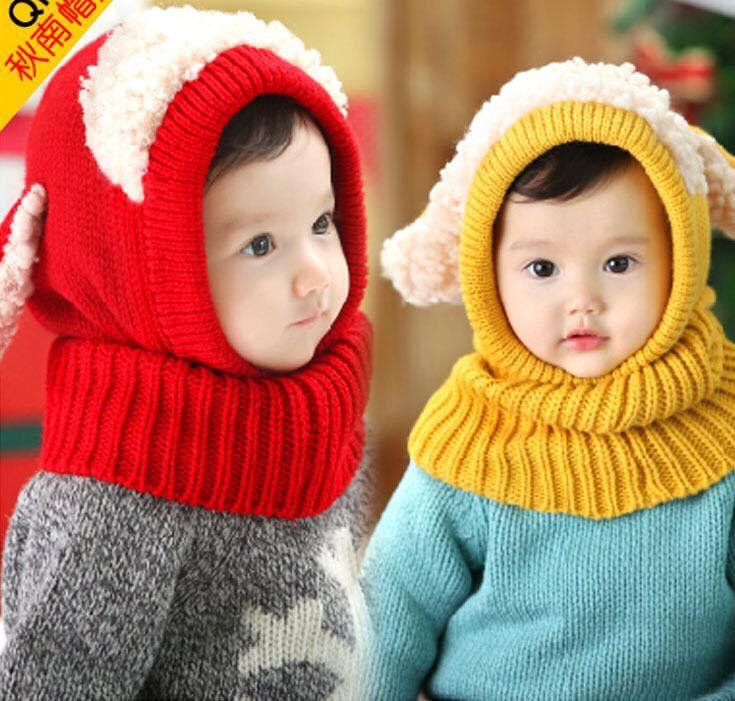 set mũ kèm khăn len tai cừu cho bé-bé 6 tháng-4 tuổi