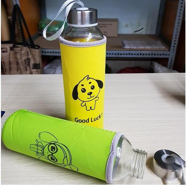 BÌNH NƯỚC THỦY TINH 500ML CÓ VẢI BỌC