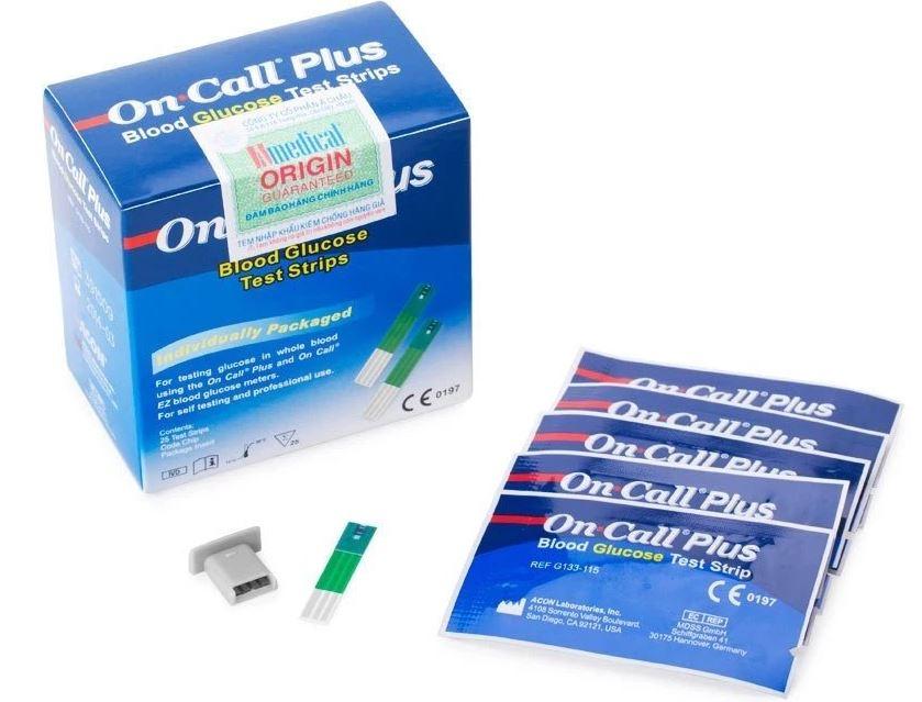 Combo 3 hộp que (25 que / hộp) thử tiểu đường (đường huyết) ACON ON-CALL Plus