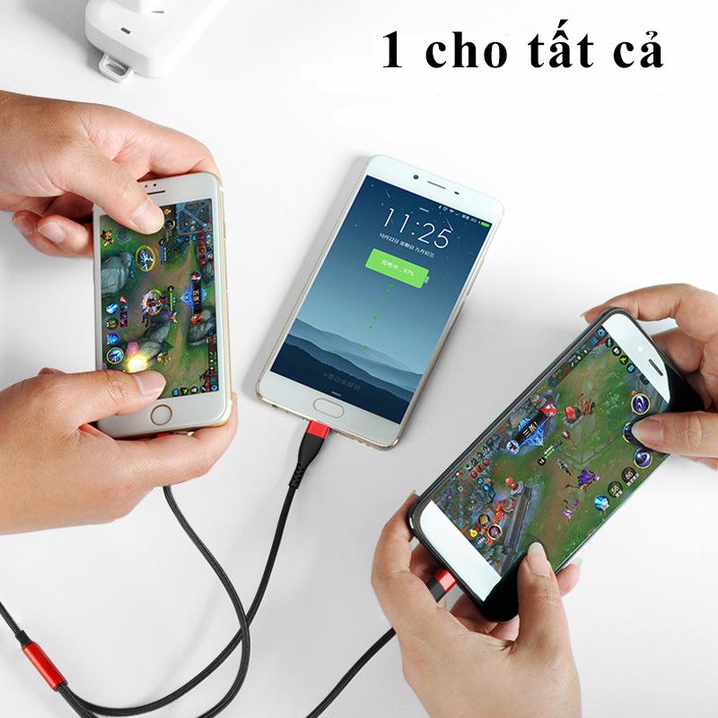 [HCM]Cáp sạc 3 đầu chính hãng APPACS iphone lightning micro USB USB Type C