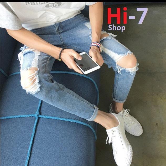 [HCM](Hàng Thanh Lí Nghỉ Bán)Quần Jean Nam Rách Xanh Sáng