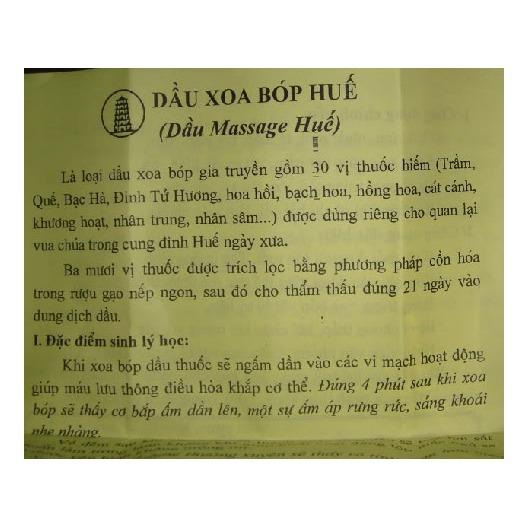 5 chai x 60ml dầu Massage Huế ,  MIỄN SHIP ( xoa bóp loại đặc biệt )