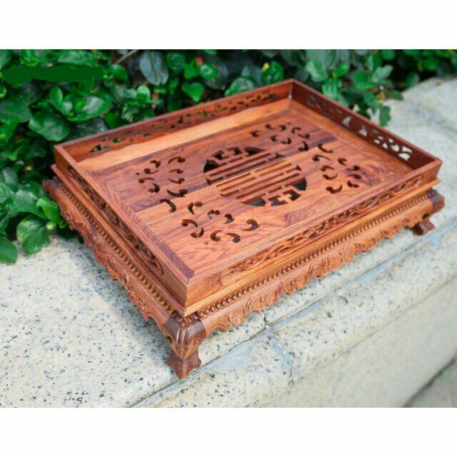 khay uống trà gỗ hương đỏ ( 45cm x 35cm x13cm )