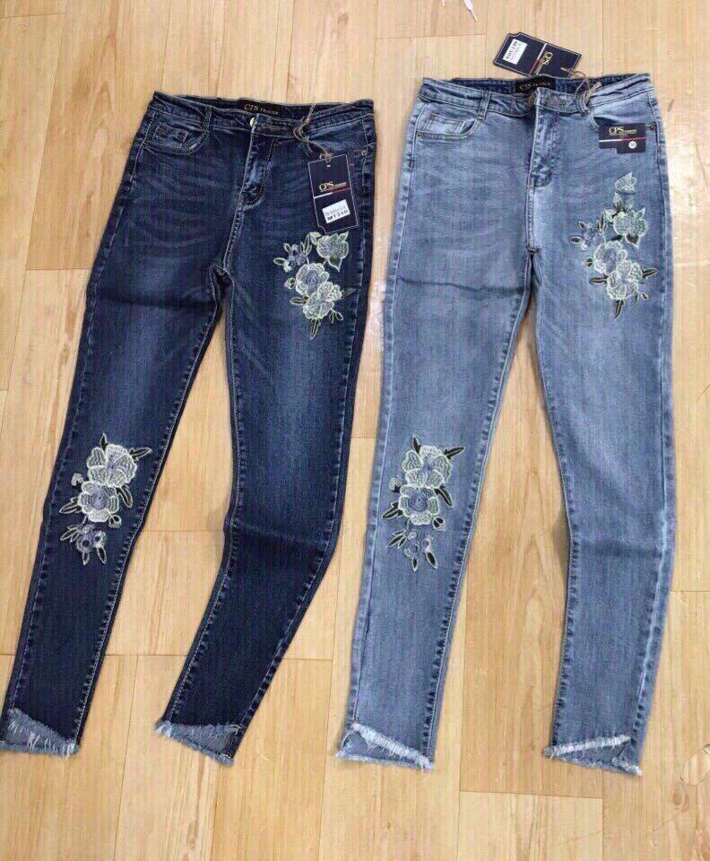 QUẦM JEAN NỮ THÊU HOA CAO CẤP THỜI TRANG LYLY SHOP VIP (XANH ĐẬM)