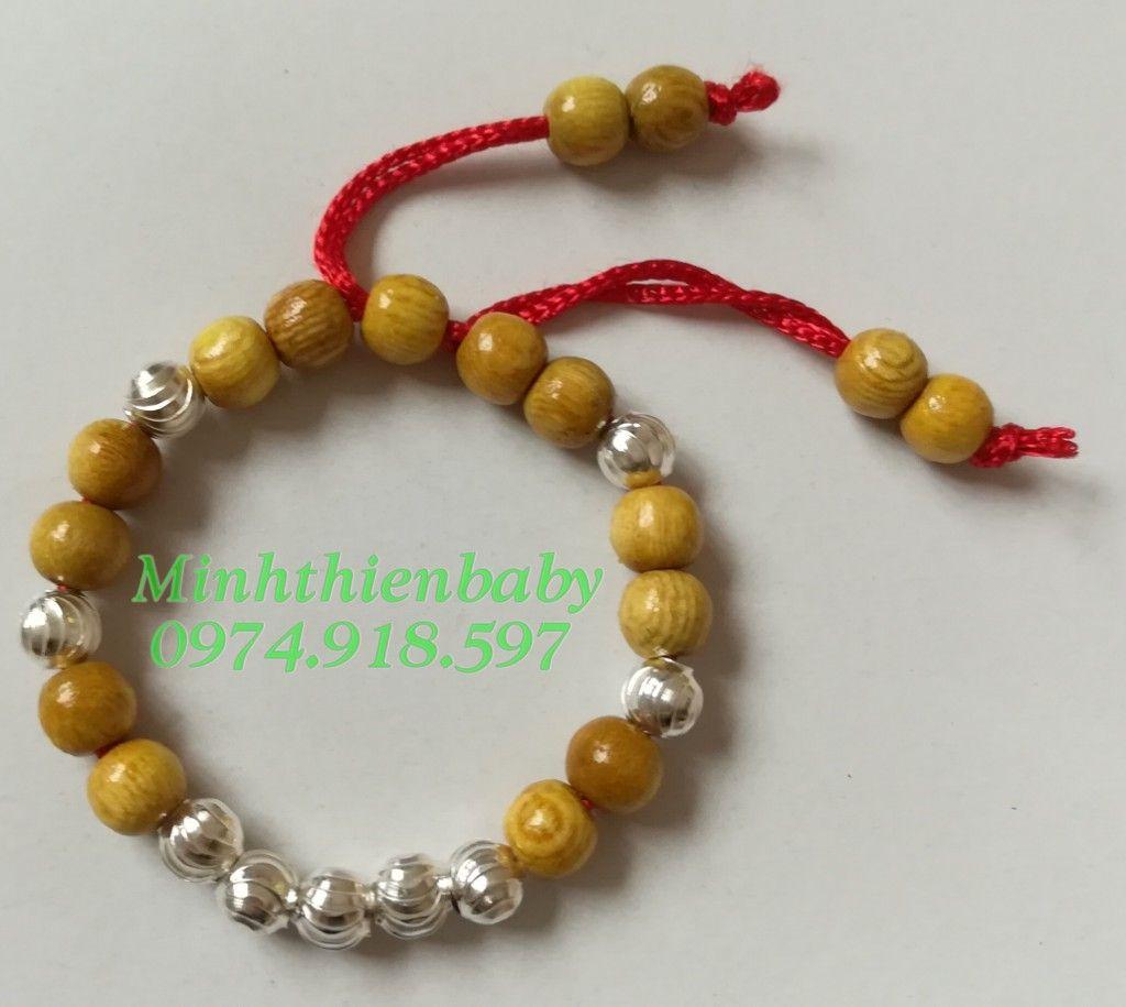 Vòng dâu tằm 9 bi bạc cho bé gái