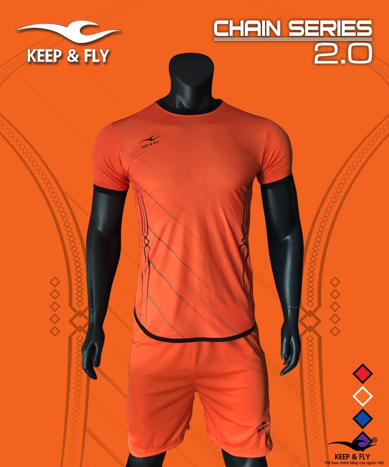 Bộ quần áo bóng đá cao cấp KEEP & FLY Chain 2.0 Cam