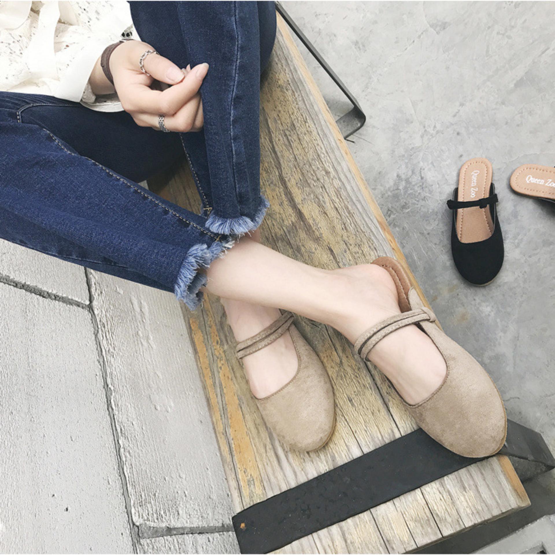 Giày Mules Nữ Da Lộn  Hottrend 2018