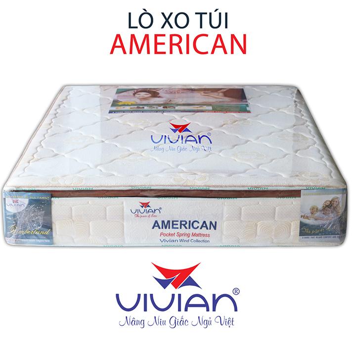 Nệm Lò Xo Túi American VIVIAN (100 x 200 x 32 cm) Nệm Lò Xo Túi 3 Viền - Màu Trắng