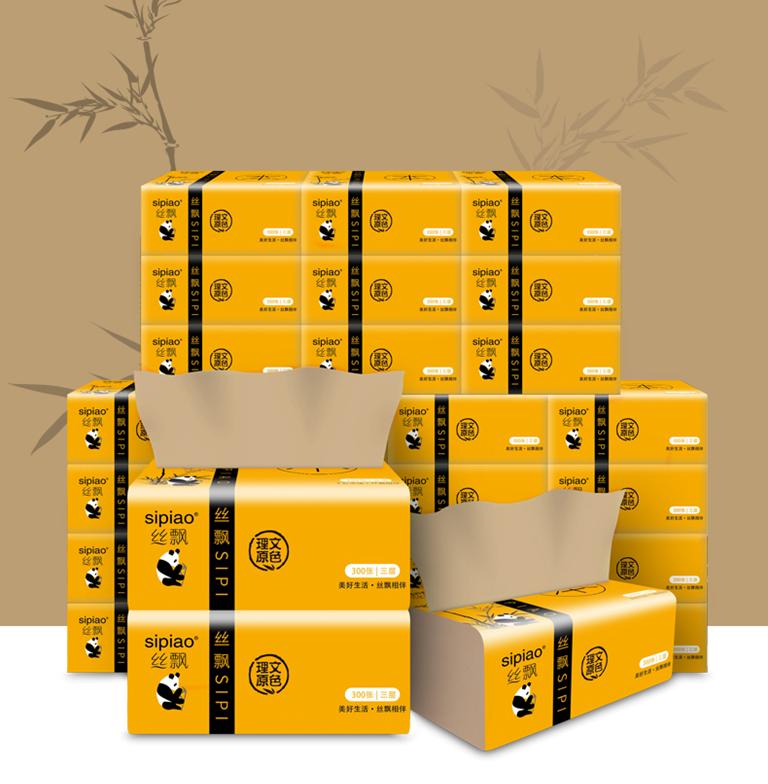 Sét 10 gói x 300 tờ giấy ăn gấu trúc sợi tre