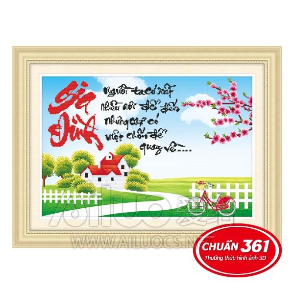 [HCM]Tranh thêu chữ thập 3d Gia đình là nơi chốn để ta quay về < 53333 > chưa thêu