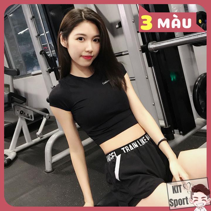 Áo thể thao nữ California - Cửa hàng phân phối KIT Sport - Hàng nội địa Trung(Women T-Shirt,đồ tập quần áo gym,mẫu ngắn, thể dục,thể hình, áo thun phông, Yoga, Aerobic,Zumba Fitness)