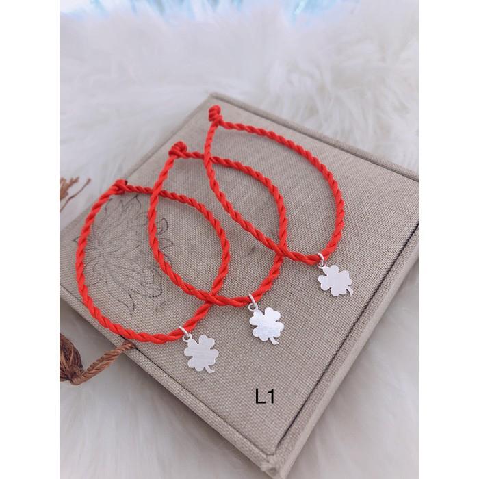 Vòng chỉ đỏ cỏ 4 lá may mắn. Bạc BSJ - VCD04