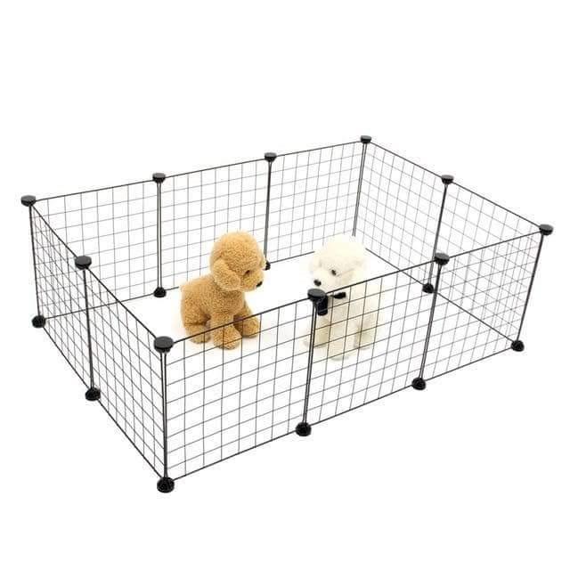 (HCM) Chuồng Quây Chó Mèo Lắp Ráp Đa Năng Bằng Lưới Sắt Sơn Tĩnh Điện Màu Đen Kích Thước Dài 105 Rộng 105 Cao 37cm