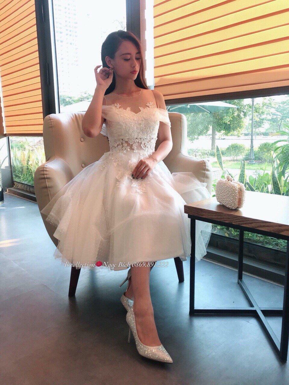 [HCM]Đầm Xòe Ren Thêu Nổi Dễ Thương