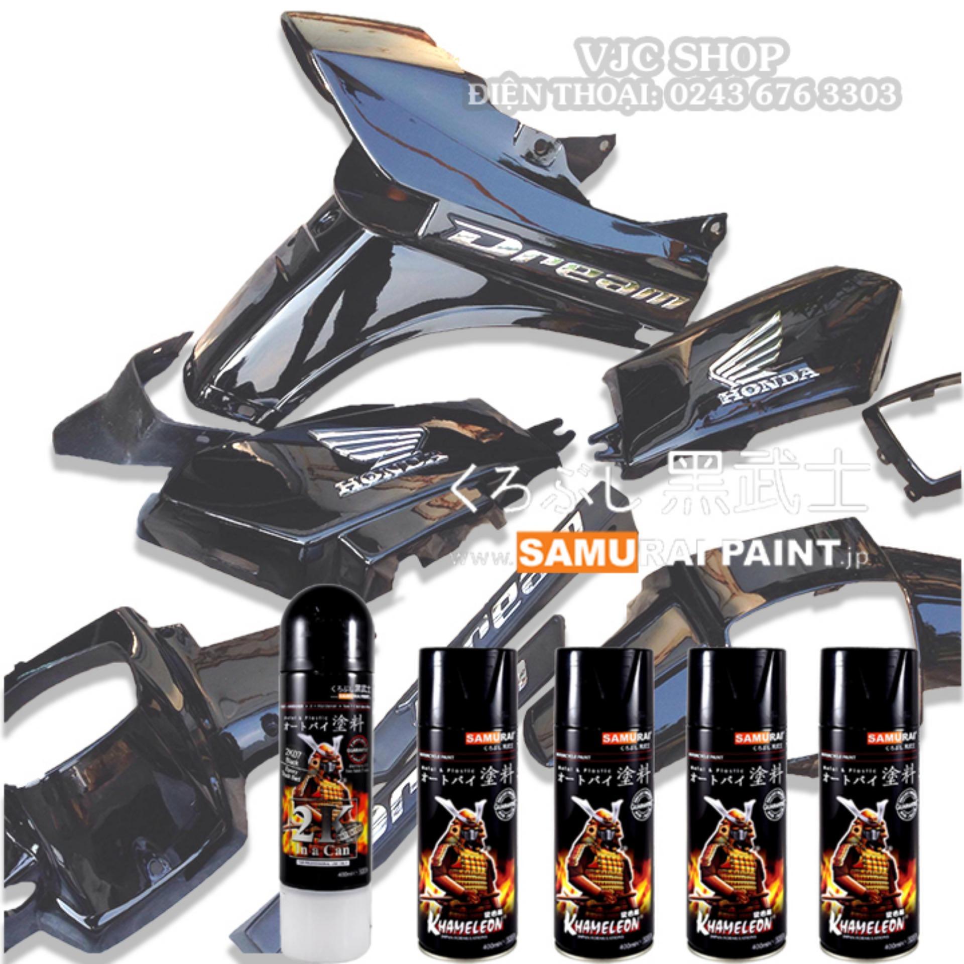 Bộ sơn dàn áo xe Dream II màu đen Samurai