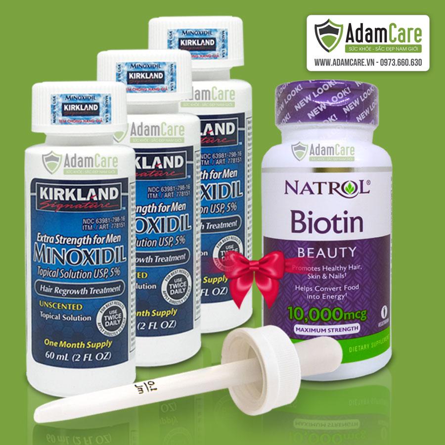 [HCM] Serum mọc râu Minoxidil 5% dạng lỏng COMBO 3 chai + Biotin 10.000mcg
