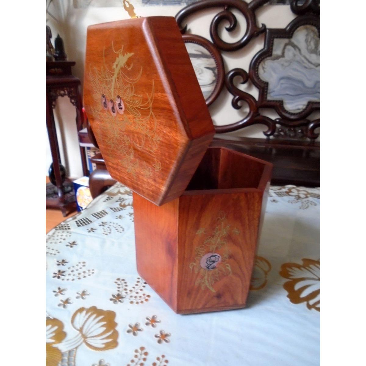 Bộ 3 món tiện ích bằng gỗ hương đỏ (Hộp Trà lớn,hộp khăn giấy,hộp tăm,hộp giấy) COM042