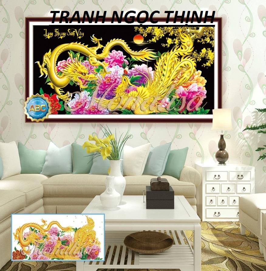 Tranh gắn đá cao cấp long phụng sum vầy y8122 - kt:cm