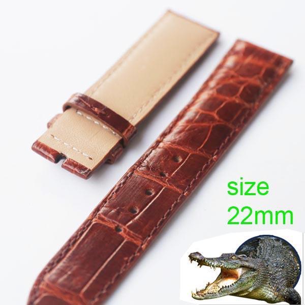 [HCM]Dây da đồng hồ da cá sấu thật Việt nam vân lớn size 22mm (Nâu)