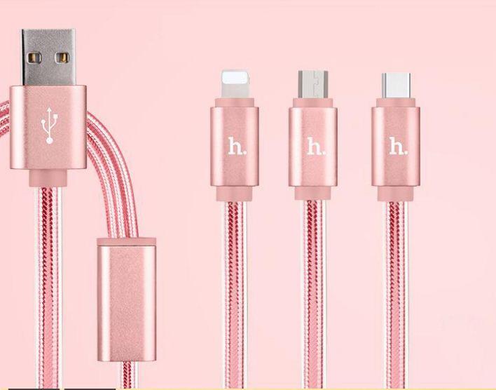 [HCM]Cáp sạc 3 đầu Hoco UPL12 1M cổng Lightning+Micro USB+Type-C chống đứt dây