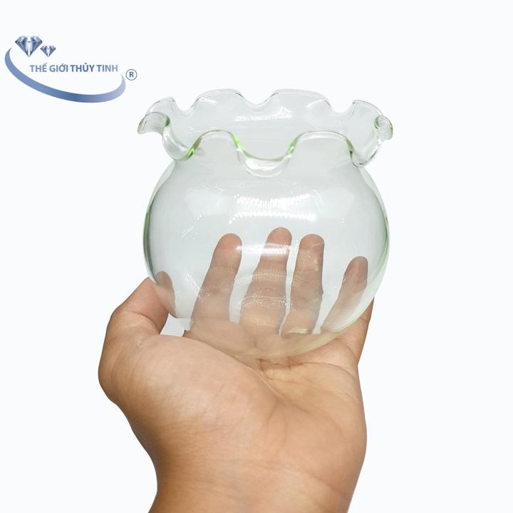 Bể cá thủy tinh hồ cá mini miệng bèo d9cm x h10cm - b07