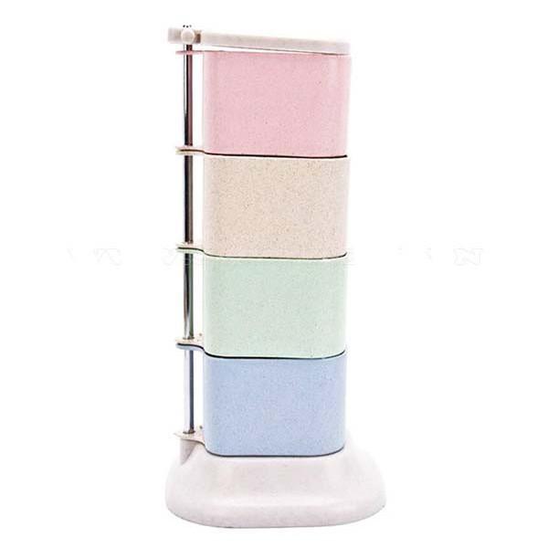 Hộp đựng gia vị 4 tầng xoay lúa mạch