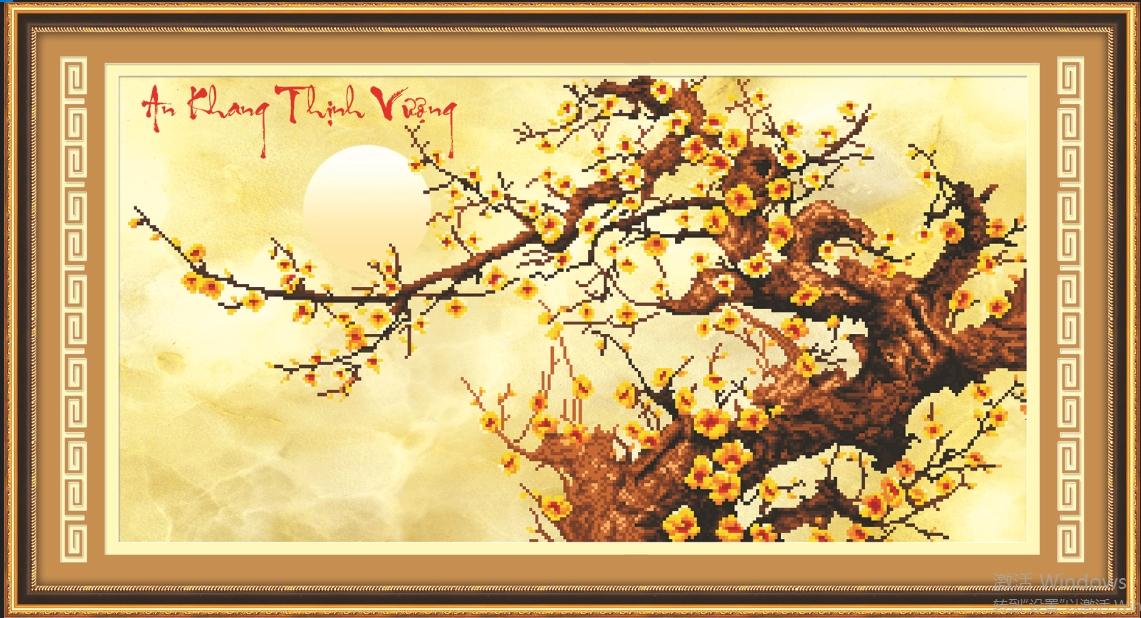 Tranh gắn đá kiai an khang thịnh vượng 88569 90x50cm