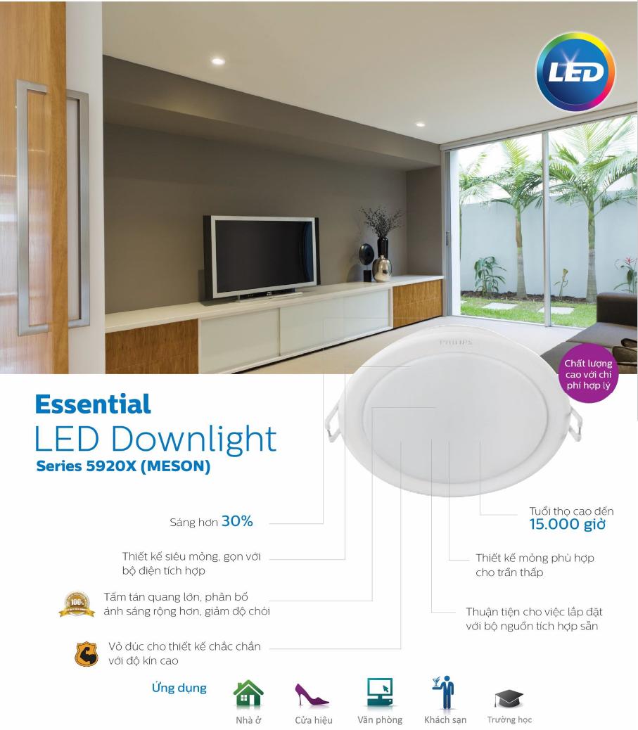 Bộ 6 đèn Philips LED Downlight âm trần 59201 5,5W (Trắng/Vàng)