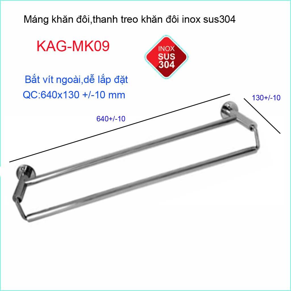 [HCM]Thanh treo khăn đôi nhà tắm roto giá treo khăn Inox máng khăn KAG-MK09